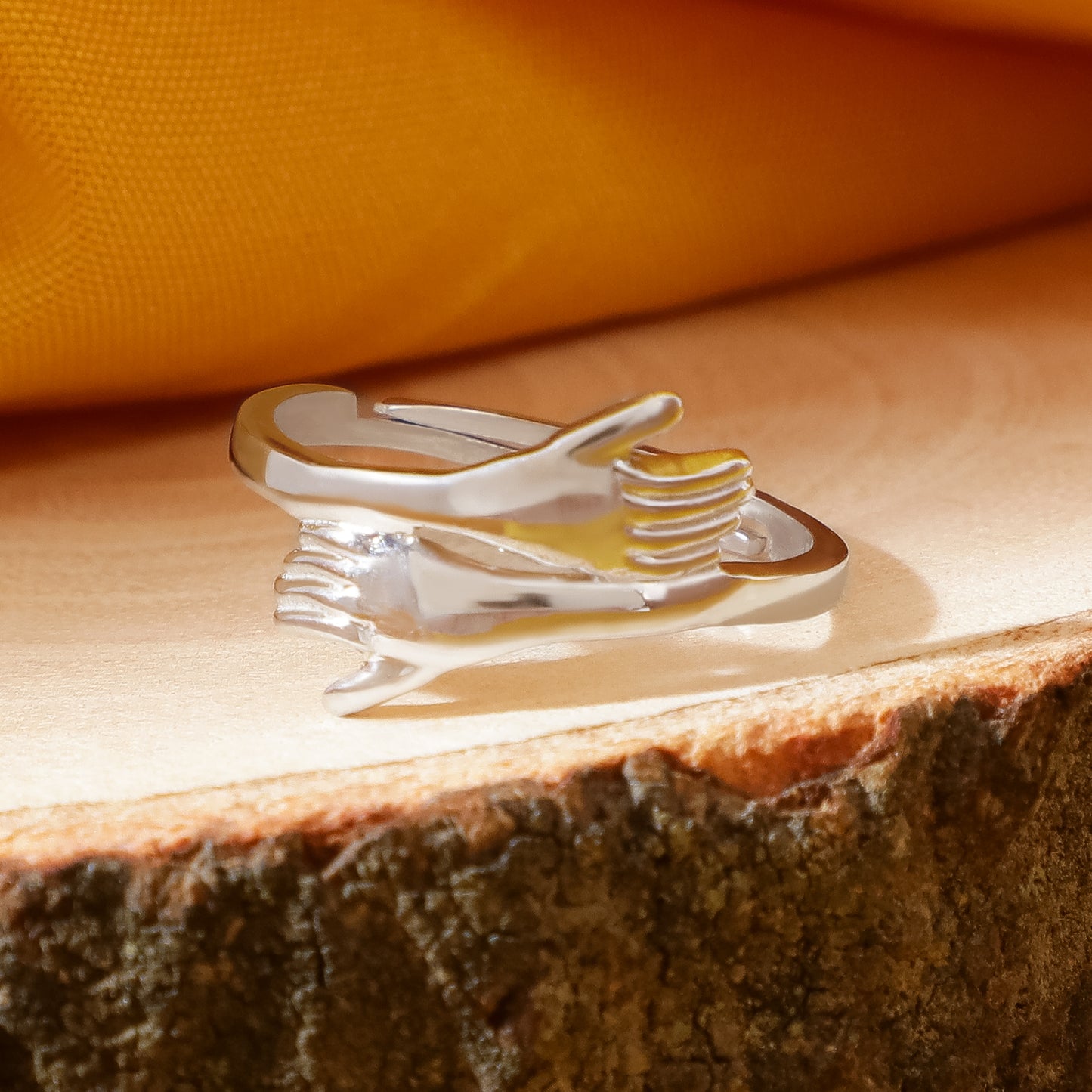 Stylish Silver Love Hug Ring