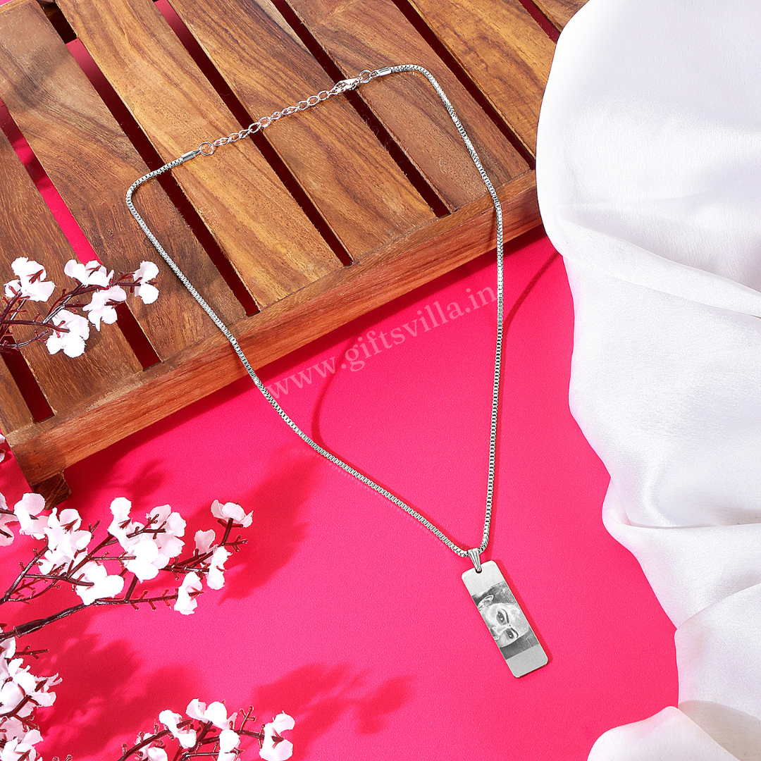 Eyes Engraved Photo Pendant