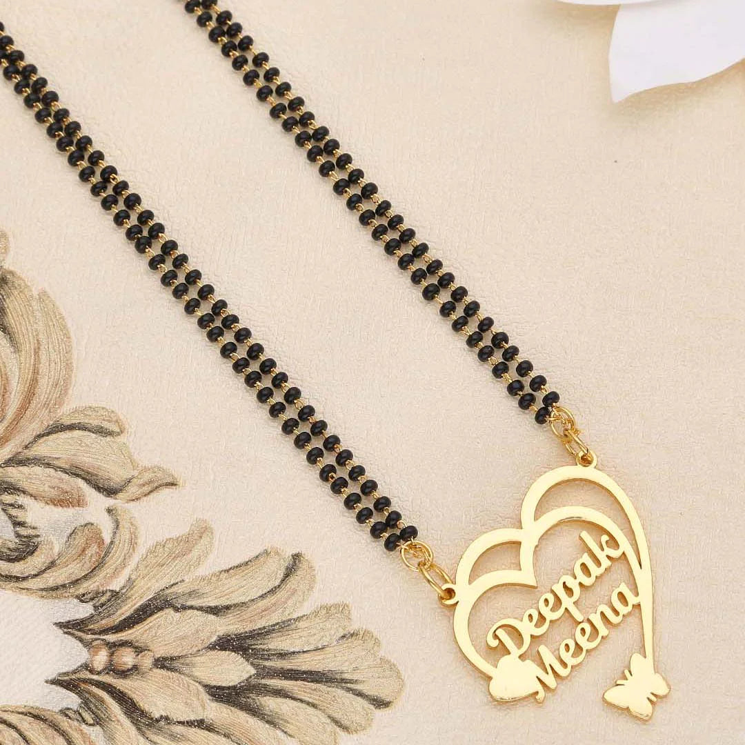 Personalised Double Name with Heart & Butterfly Mangalsutra