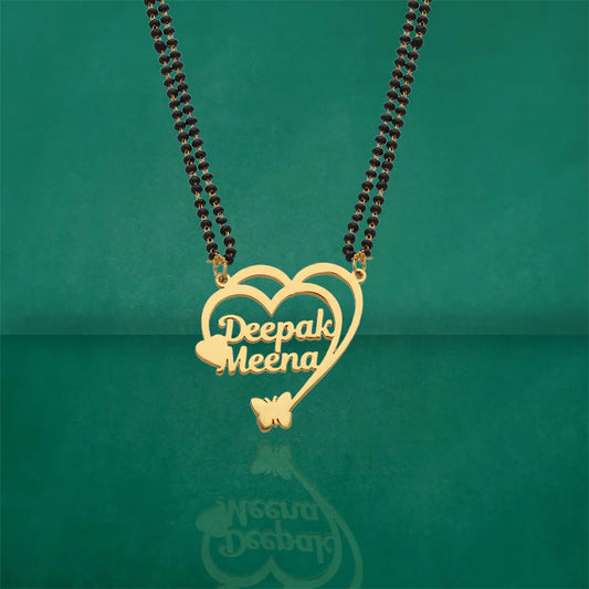 Personalised Double Name with Heart & Butterfly Mangalsutra