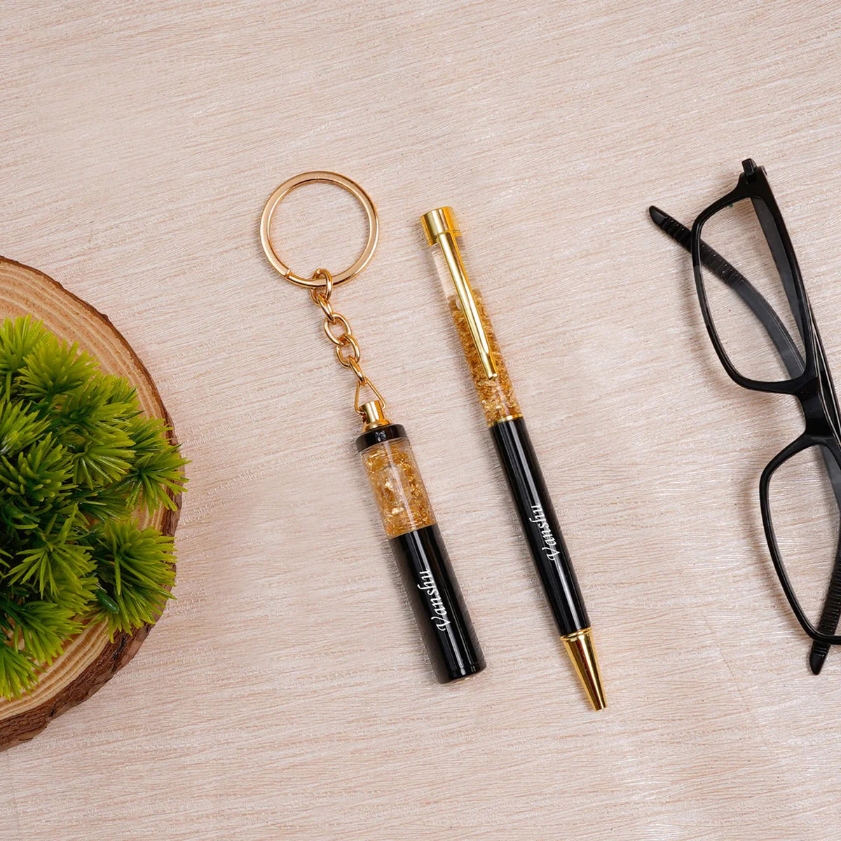 Gold Flake Pen and Keychain