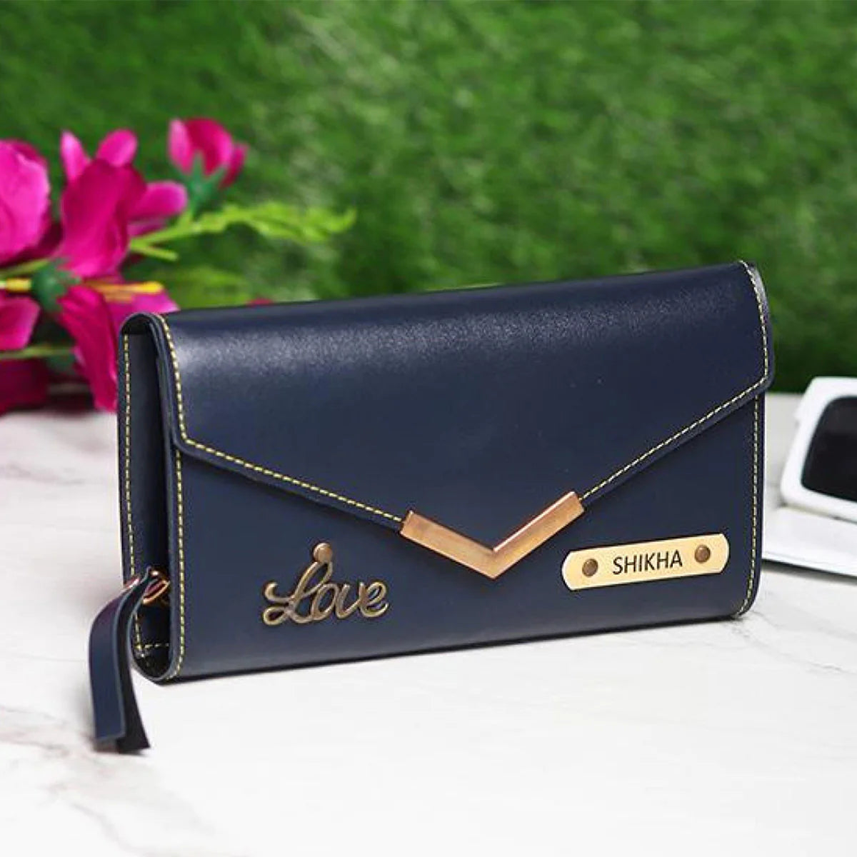 Personalized Ladies Clutch With Charm