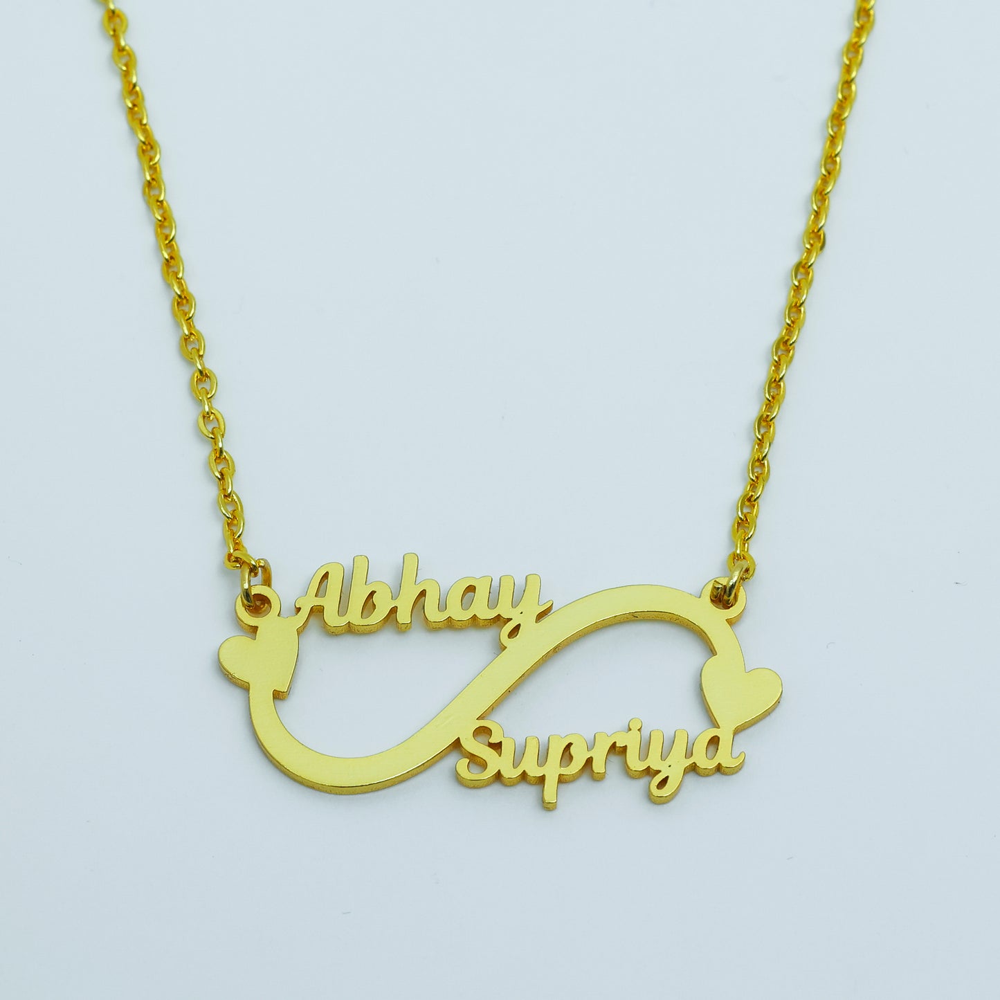 Infinity Two Heart Couple Name Necklace