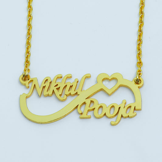 Infinity Heart Couple Name Necklace