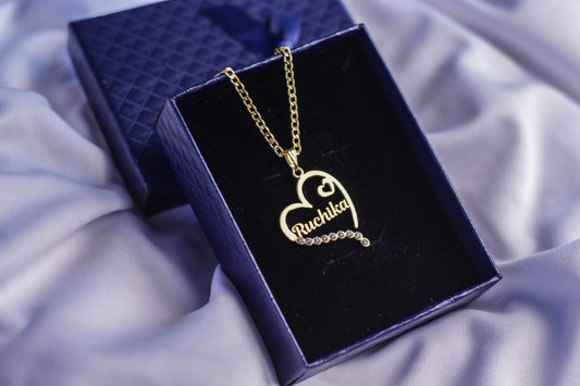 Diamond Heart Style Name Necklace