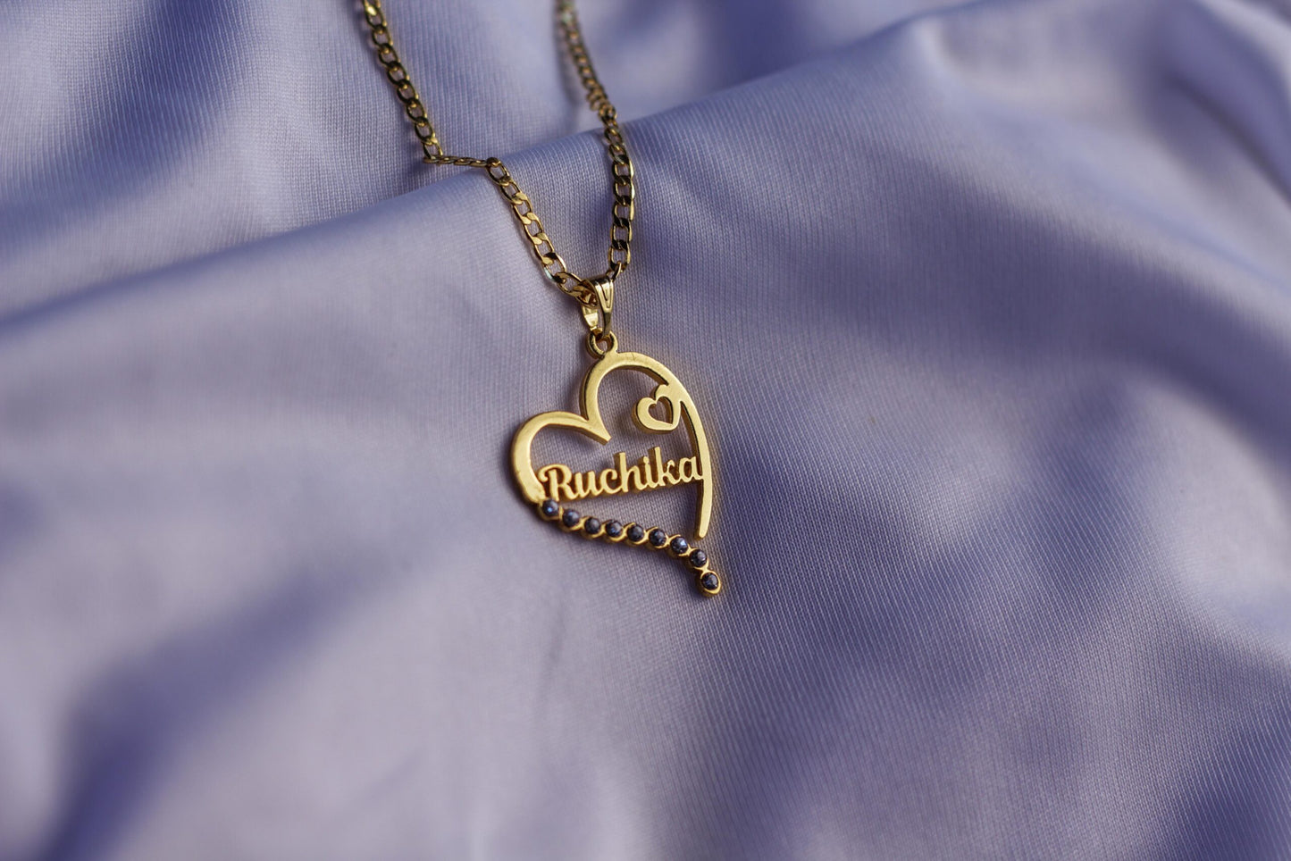 Diamond Heart Style Name Necklace