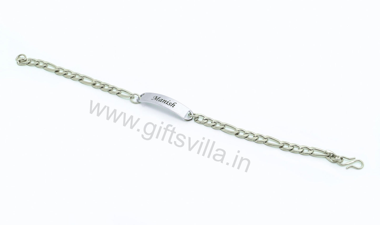 Engraved Name Figaro Chain Bracelet for Men and Boys