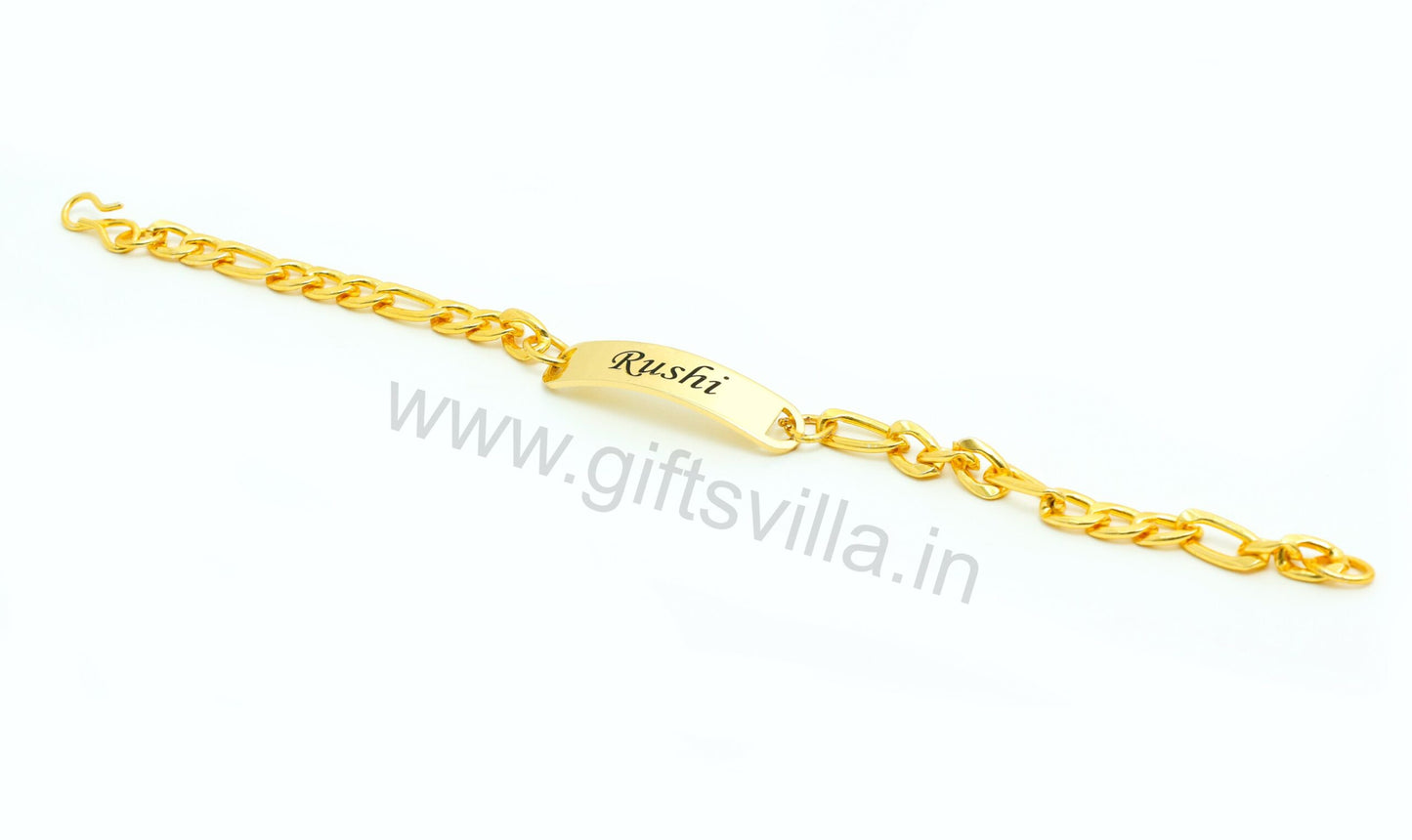 Engraved Name Figaro Chain Bracelet for Men and Boys