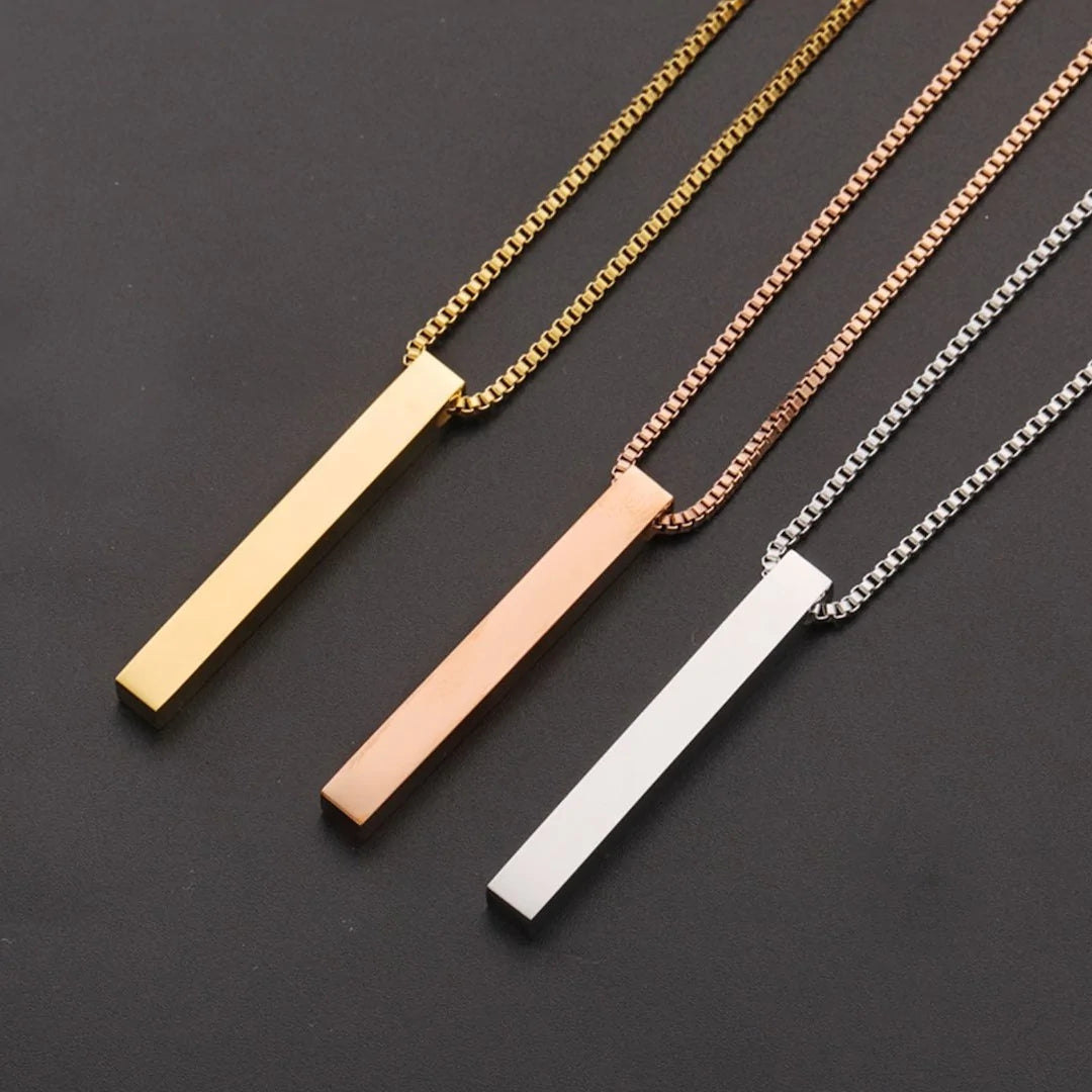 ENGRAVED VERTICAL BAR NECKLACE