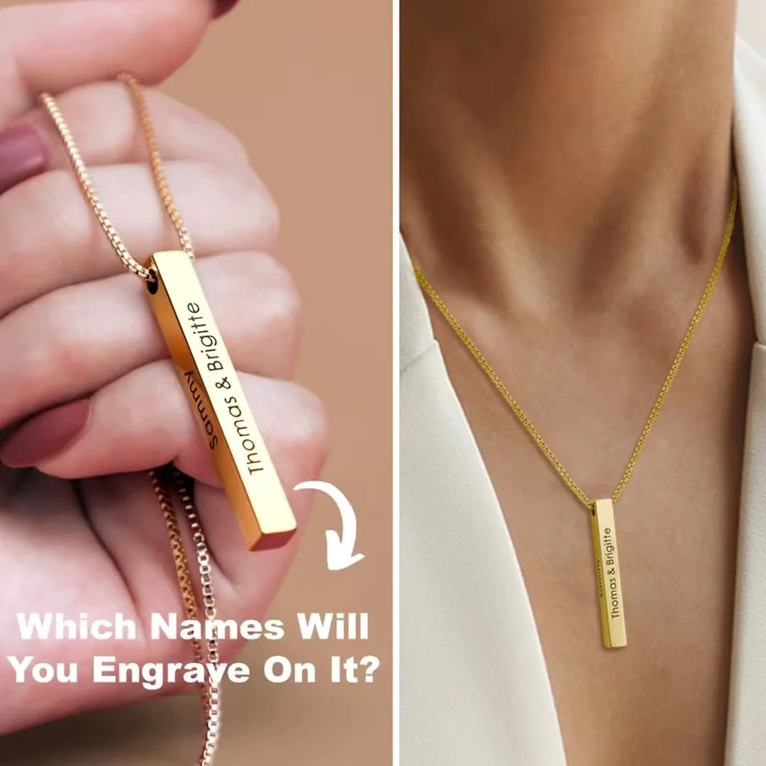 ENGRAVED VERTICAL BAR NECKLACE