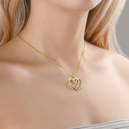 Single Heart Two Name Necklace