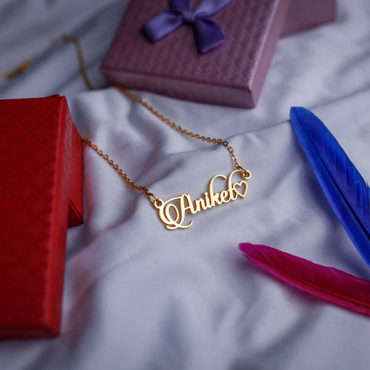 Hollow Heart Name Necklace