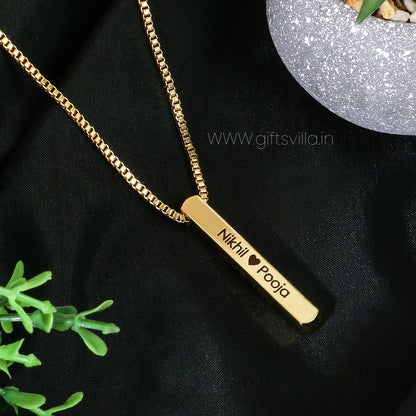 ENGRAVED VERTICAL BAR NECKLACE