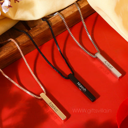 ENGRAVED VERTICAL BAR NECKLACE