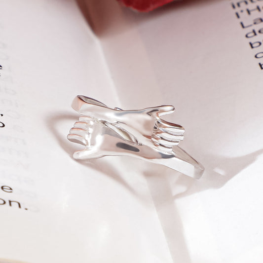 Stylish Silver Love Hug Ring