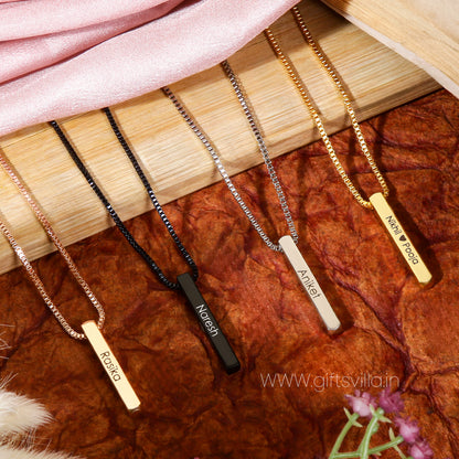 ENGRAVED VERTICAL BAR NECKLACE