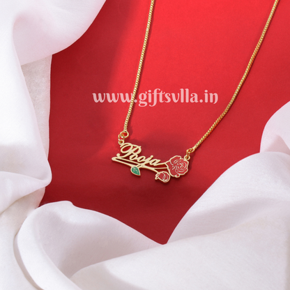 Enamel name necklace with Rose – GiftsVilla