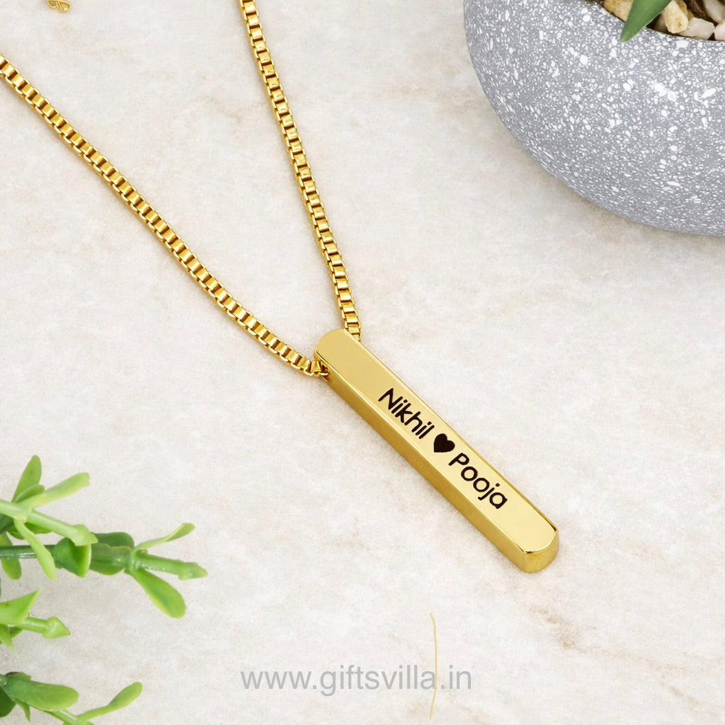 ENGRAVED VERTICAL BAR NECKLACE