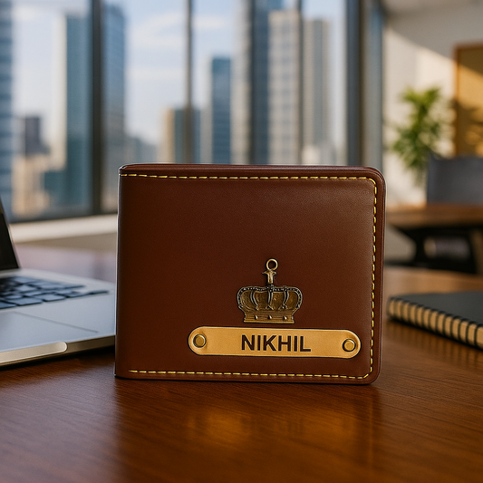 Personalized Men's Wallet With Name & Charm