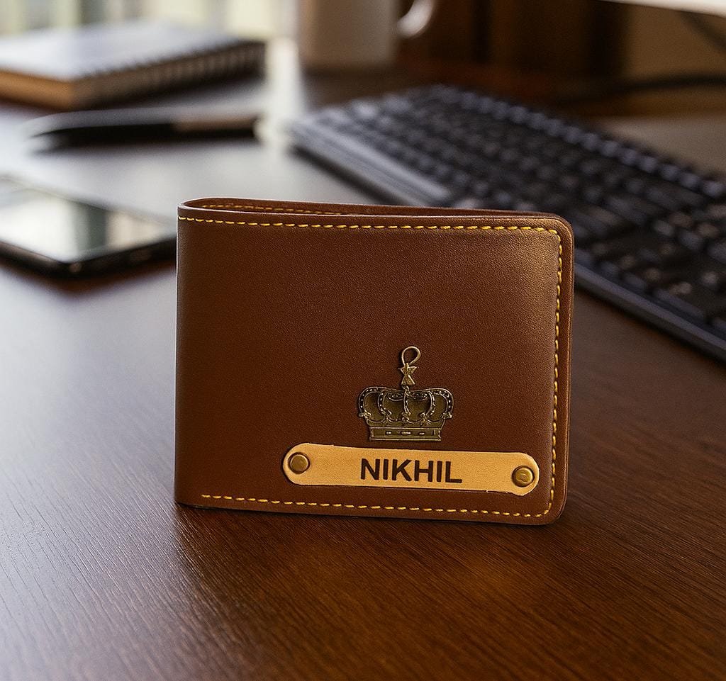 Personalized Men's Wallet With Name & Charm