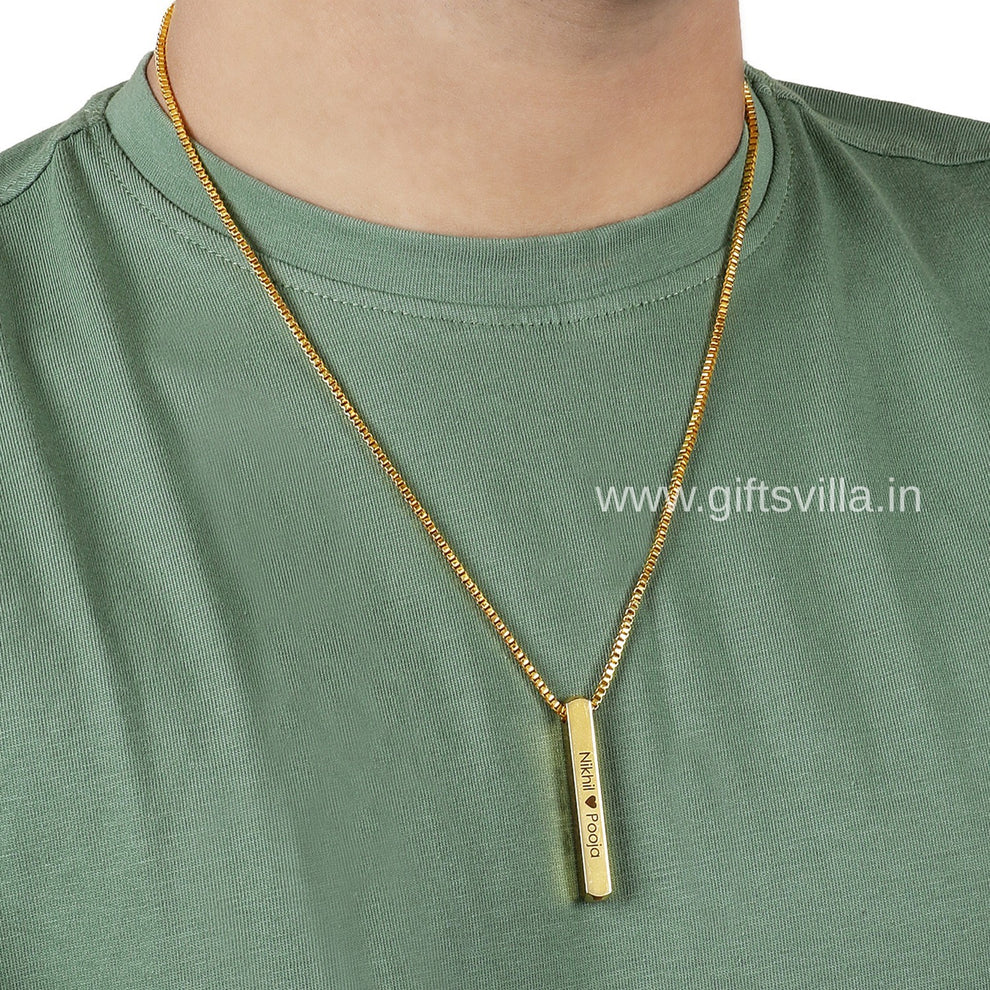 ENGRAVED VERTICAL BAR NECKLACE