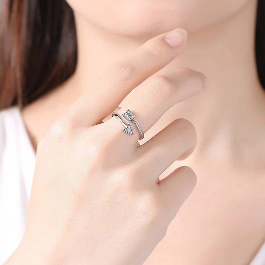 Arrow Crystal Sterling Silver Ring