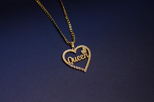 Diamond Full Heart Style Name Necklace