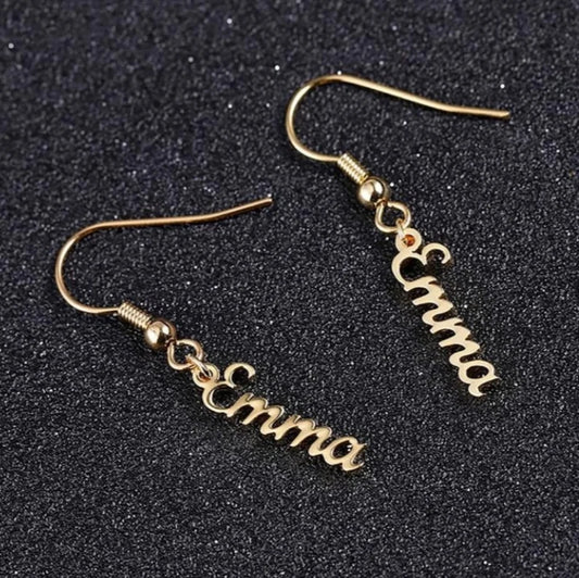 Personalized Custom Name Long Drop Earrings For Women-Girls